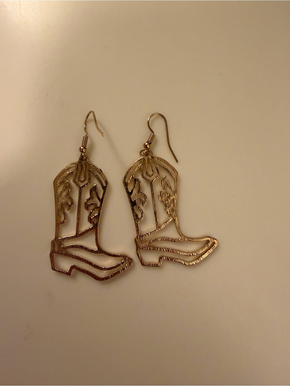 Gold Cowboy Boot Dangle Earrings - Brand